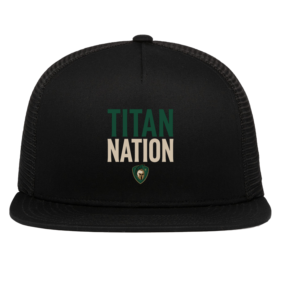 tc-titans-titan-nation-pacific-headwear-d-series-5-panel-trucker-snapback-cap — Black — Front — source sha256 237126b7fe90be8551e1c0aca7f537c74eff92023b2d065f1d430318482e18e3 — Color position 1