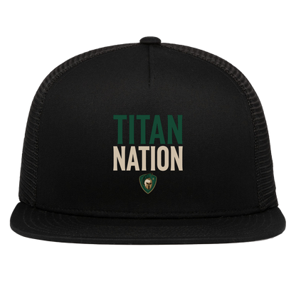 tc-titans-titan-nation-pacific-headwear-d-series-5-panel-trucker-snapback-cap — Black — Front — source sha256 237126b7fe90be8551e1c0aca7f537c74eff92023b2d065f1d430318482e18e3 — Color position 1
