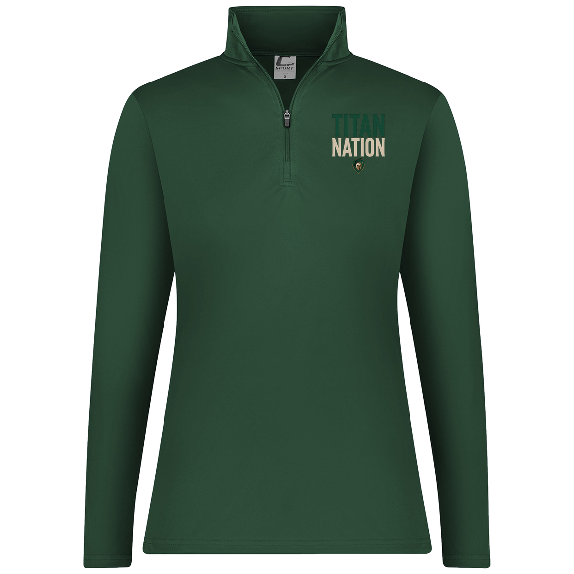 tc-titans-titan-nation-c2-womens-1-4-zip-pullover — Dark Green — Front — source sha256 25c43d3b4672f571f8e1e1a9a7618c3e47e00e0705e2b1f2c179fe8dd07a1df0 — Color position 5