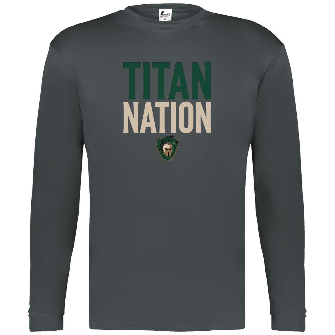 tc-titans-titan-nation-c2-mens-performance-long-sleeve-tee — Graphite — Front — source sha256 28c2ce1db2fb3a80a3c262cbde9e350bf3f40a47c81d5de5bb6ed31b46b24722 — Color position 2