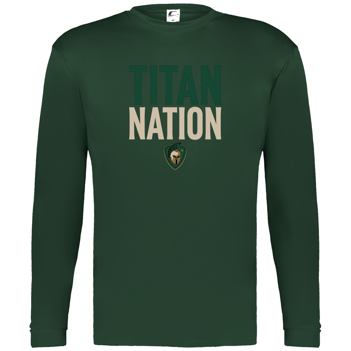 tc-titans-titan-nation-c2-mens-performance-long-sleeve-tee — Dark Green — Front — source sha256 2baa4c2d6730a385aaccf220a8c358b52a3884df008f4bc12cfb80fabe806e4a — Color position 5