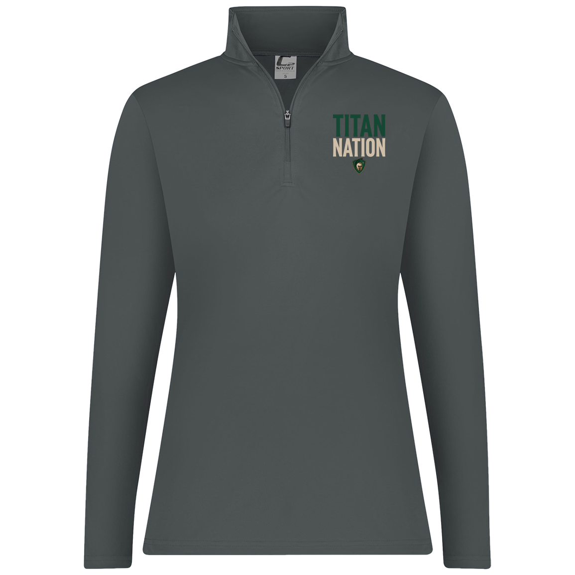 tc-titans-titan-nation-c2-womens-1-4-zip-pullover — Graphite — Front — source sha256 52261d133917810446bdaaceb0f7207b80f5cde26376052703a5433687746759 — Color position 4