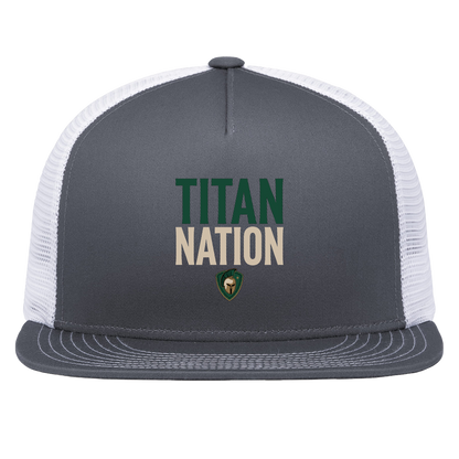 tc-titans-titan-nation-pacific-headwear-d-series-5-panel-trucker-snapback-cap — Graphite/White — Front — source sha256 66a36338792069c8af35eb60f4eff183bdecdaaa1843b6fe460d9ce21f8da873 — Color position 4