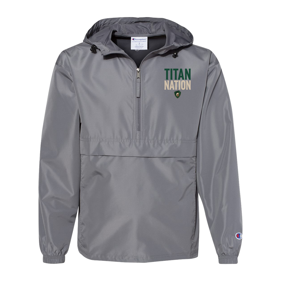 tc-titans-titan-nation-champion-unisex-packable-anorak-jacket — Graphite — Front — source sha256 7980ff19d1da07a2fa16ea3919ca4d8eae4d4c6c5dfa8cbe6b99649f05873be4 — Color position 2