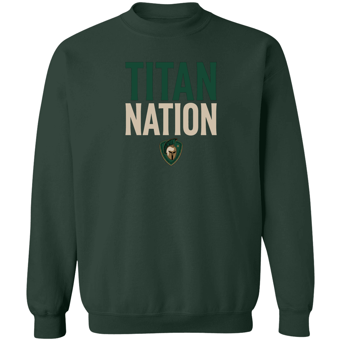 tc-titans-titan-nation-gildan-crewneck-pullover-sweatshirt — Forest Green — Front — source sha256 8f9f694fe3a22787e2a94cff8cb136ebb522ac400da4481d0b1828d59cb85f9b — Color position 7