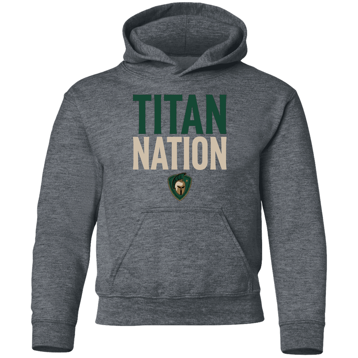 tc-titans-titan-nation-gildan-youth-pullover-hoodie — Dark Heather — Front — source sha256 b60c7eb3f8c9d010687a0256fa9bab0d62bc55f76e7ace6e408626737a3b23e4 — Color position 4