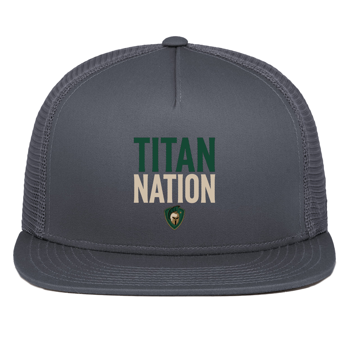 tc-titans-titan-nation-pacific-headwear-d-series-5-panel-trucker-snapback-cap — Graphite — Front — source sha256 d47b9ff5be955728c1c720f18f81006cdf74fb4cd9d26653d3164c2982c6d419 — Color position 3