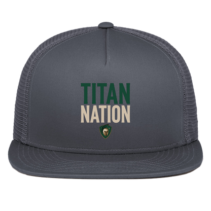 tc-titans-titan-nation-pacific-headwear-d-series-5-panel-trucker-snapback-cap — Graphite — Front — source sha256 d47b9ff5be955728c1c720f18f81006cdf74fb4cd9d26653d3164c2982c6d419 — Color position 3