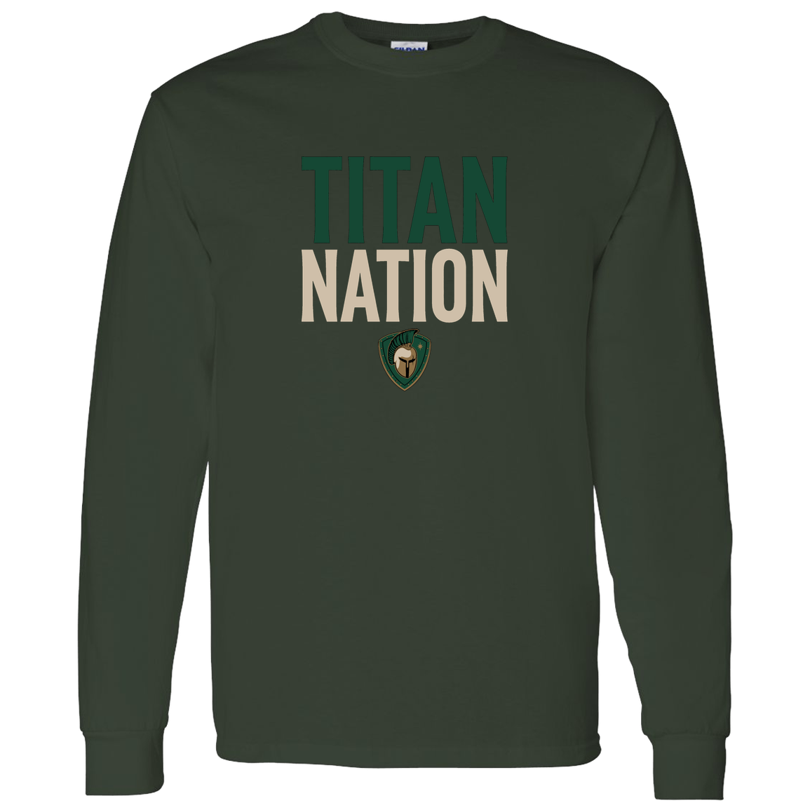 tc-titans-titan-nation-gildan-ls-t-shirt-5-3-oz — Forest Green — Front — source sha256 d721b39e7853e51cc89bb48f5ab035256120c26d733bce6e30bda57664d08b4e — Color position 6