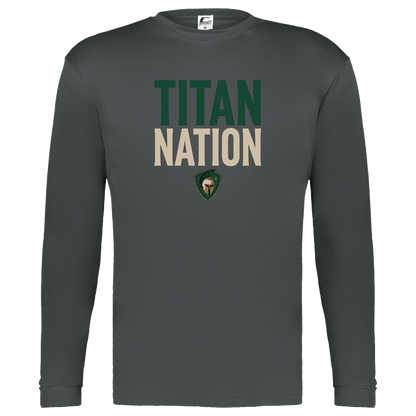 tc-titans-titan-nation-c2-kids-performance-long-sleeve-tee — Graphite — Front — source sha256 e3541454fe9c400333b62f121239dd4de3698a91f208b2f0099884004df5ba4c — Color position 2