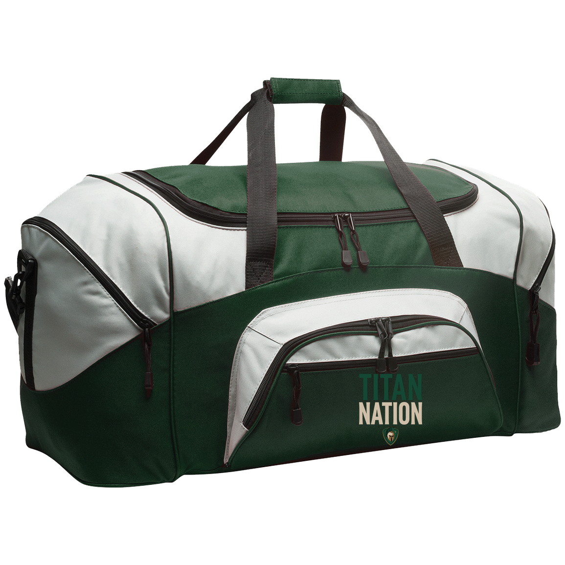 tc-titans-titan-nation-port-company-sport-duffel — Hunter Green/Gray — Front — source sha256 ec7a6df195a352ca3a472fa5e56e74e0b02a9c401b70996ccd0e48df680a4232 — Color position 3