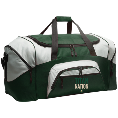 tc-titans-titan-nation-port-company-sport-duffel — Hunter Green/Gray — Front — source sha256 ec7a6df195a352ca3a472fa5e56e74e0b02a9c401b70996ccd0e48df680a4232 — Color position 3