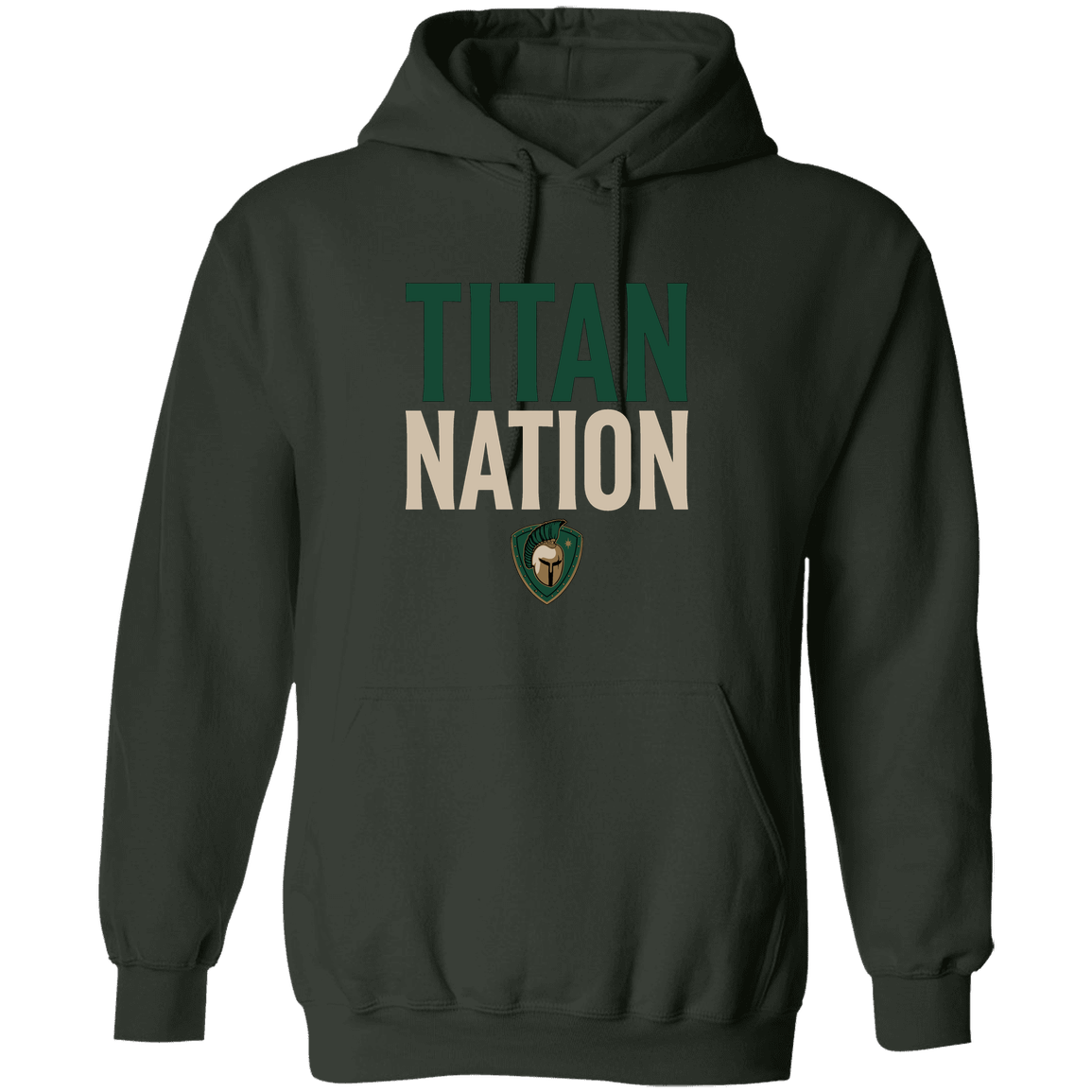 tc-titans-titan-nation-gildan-pullover-hoodie — Forest Green — Front — source sha256 f28e663156c9278c31854451bb5405be19ff9da15f4c22e067b7401bdfd5371d — Color position 7