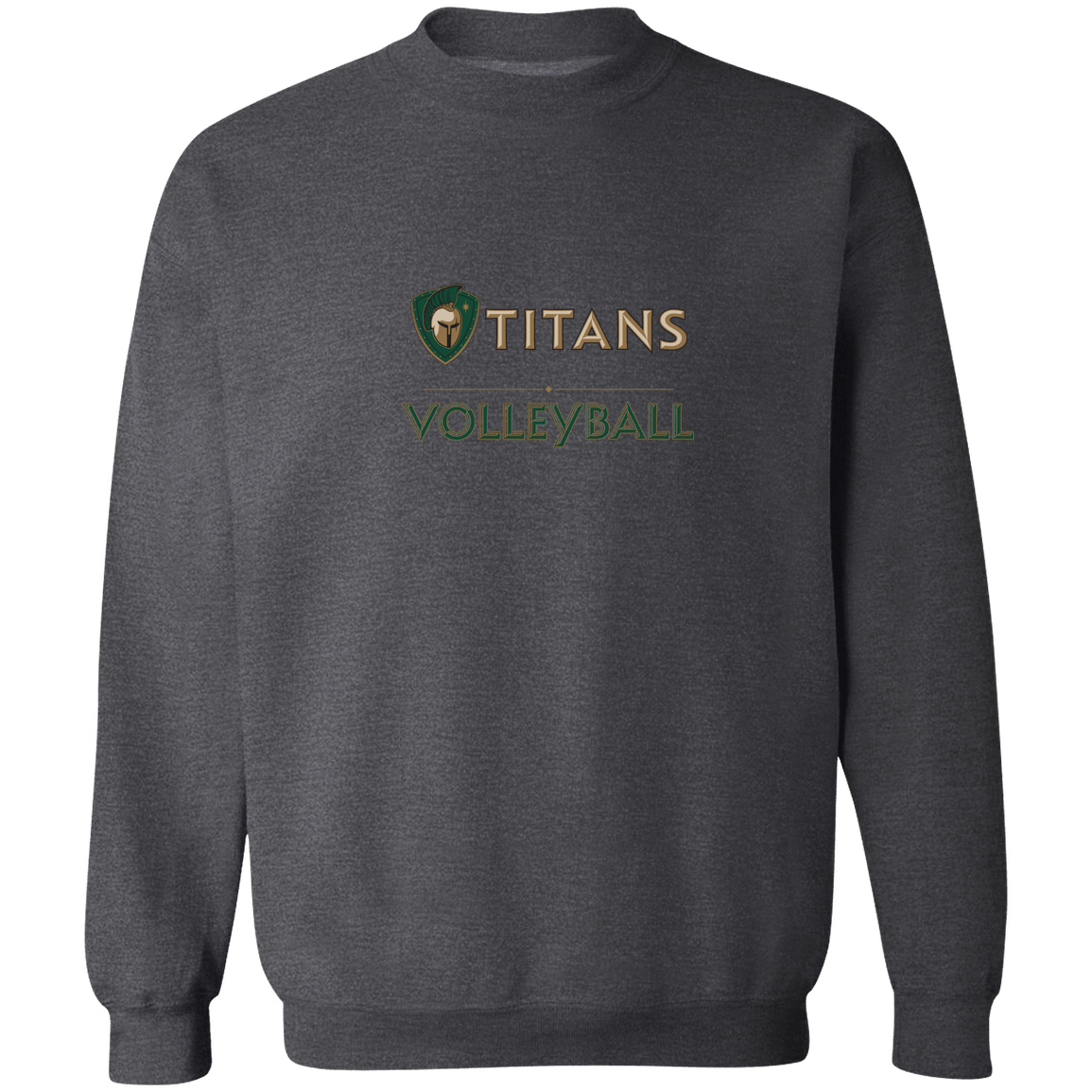 tc-titans-volleyball-basic-gildan-crewneck-pullover-sweatshirt — Dark Heather — Front — source sha256 326e015865d8e7bb64b58d31cd56d03a9f6687754df10597aa6f416f252c5a52 — Color position 6