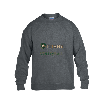 tc-titans-volleyball-basic-gildan-kids-heavy-blend-fleece-crew — Dark Heather — Front — source sha256 437ad9c4142fc374650c9e515197f6eb19bd2a0125c19e5a153e3166c957fa19 — Color position 2