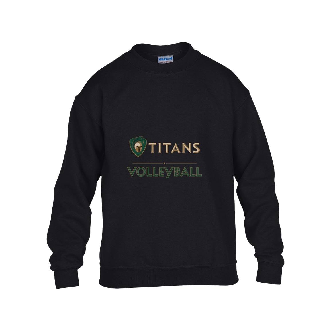 tc-titans-volleyball-basic-gildan-kids-heavy-blend-fleece-crew — Black — Front — source sha256 45f396b62f7f7285704339eb9b495eaa7ff2e0a0ce00e1c040691b7492bf97a3 — Color position 1