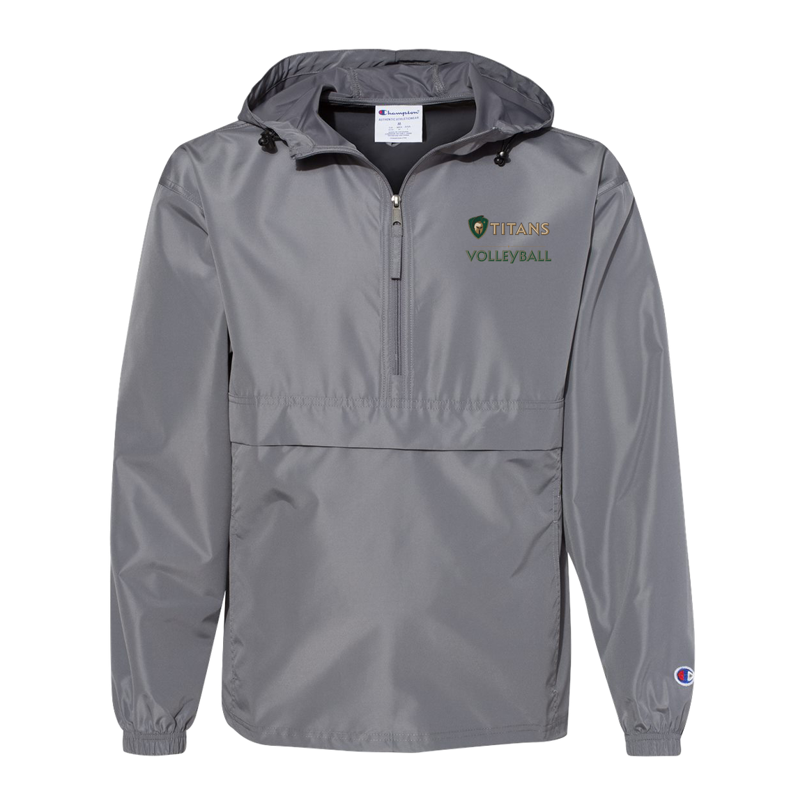 tc-titans-volleyball-basic-champion-unisex-packable-anorak-jacket — Graphite — Front — source sha256 4c52bb4ba455323e27fe9135456064c5687cf2a341245ea47ec75171db4a40ac — Color position 2