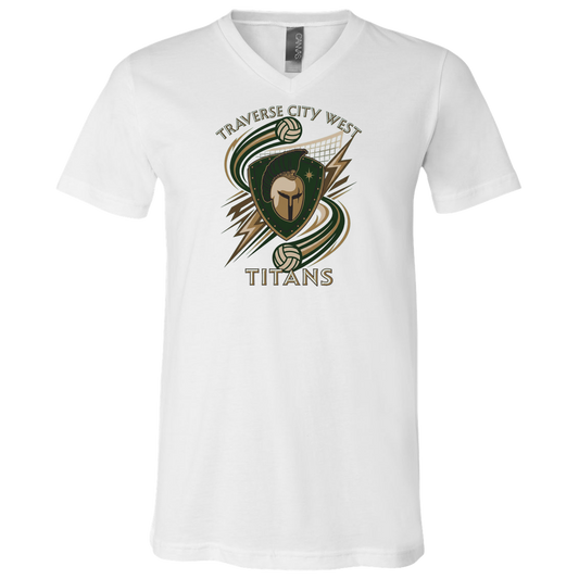 tc-titans-volleyball-rally-bella-canvas-unisex-jersey-ss-v-neck-t-shirt — White — Front — source sha256 02b2cddaba0b5c60b3acaa35fa6a286caad7548d3e782f9af2d8936970937220 — Color position 1