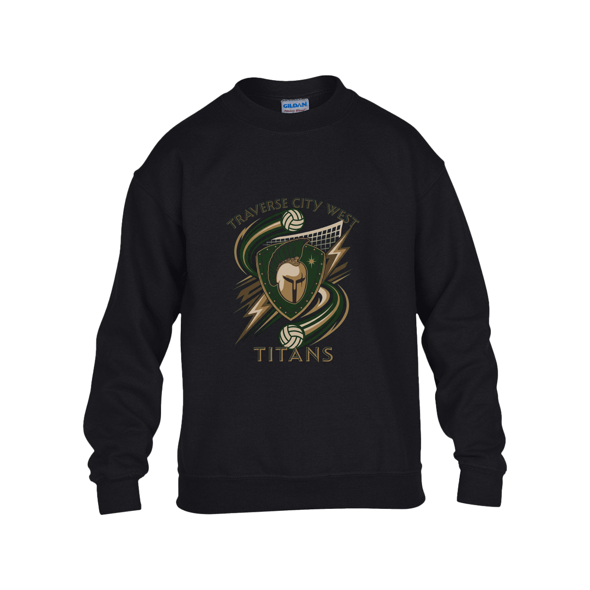 tc-titans-volleyball-rally-gildan-kids-heavy-blend-fleece-crew — Black — Front — source sha256 11bb5ac345c3e9979d50deb8879888e01711ac0d65d8d274ea6314e7df8124db — Color position 1