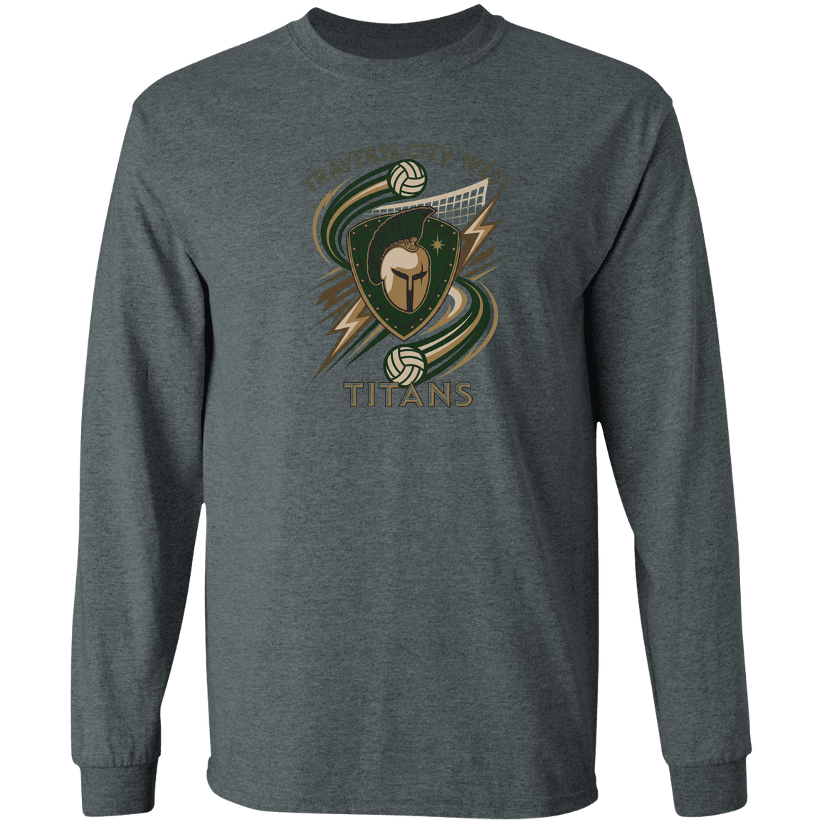 tc-titans-volleyball-rally-gildan-ls-t-shirt-5-3-oz — Dark Heather — Front — source sha256 228282ae65873bae96f3f891749c2e630830a0c531db292fe363cefdec8cfff8 — Color position 2