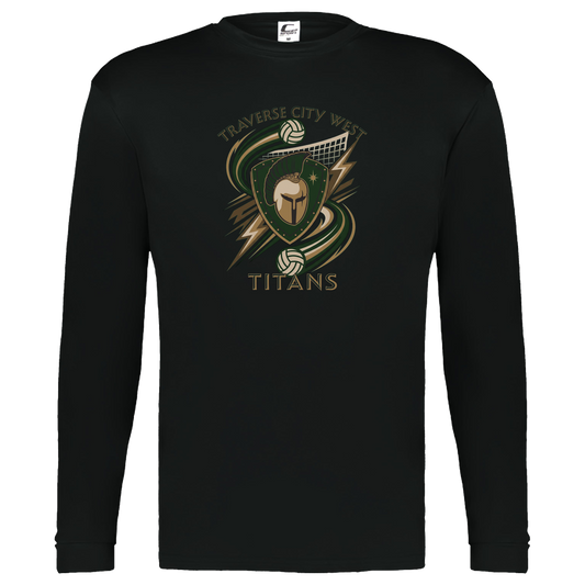 tc-titans-volleyball-rally-c2-kids-performance-long-sleeve-tee — Black — Front — source sha256 68499619c70fefcb42e2190172cc8f1848a76473c24c610959d27bd79c9faff5 — Color position 1