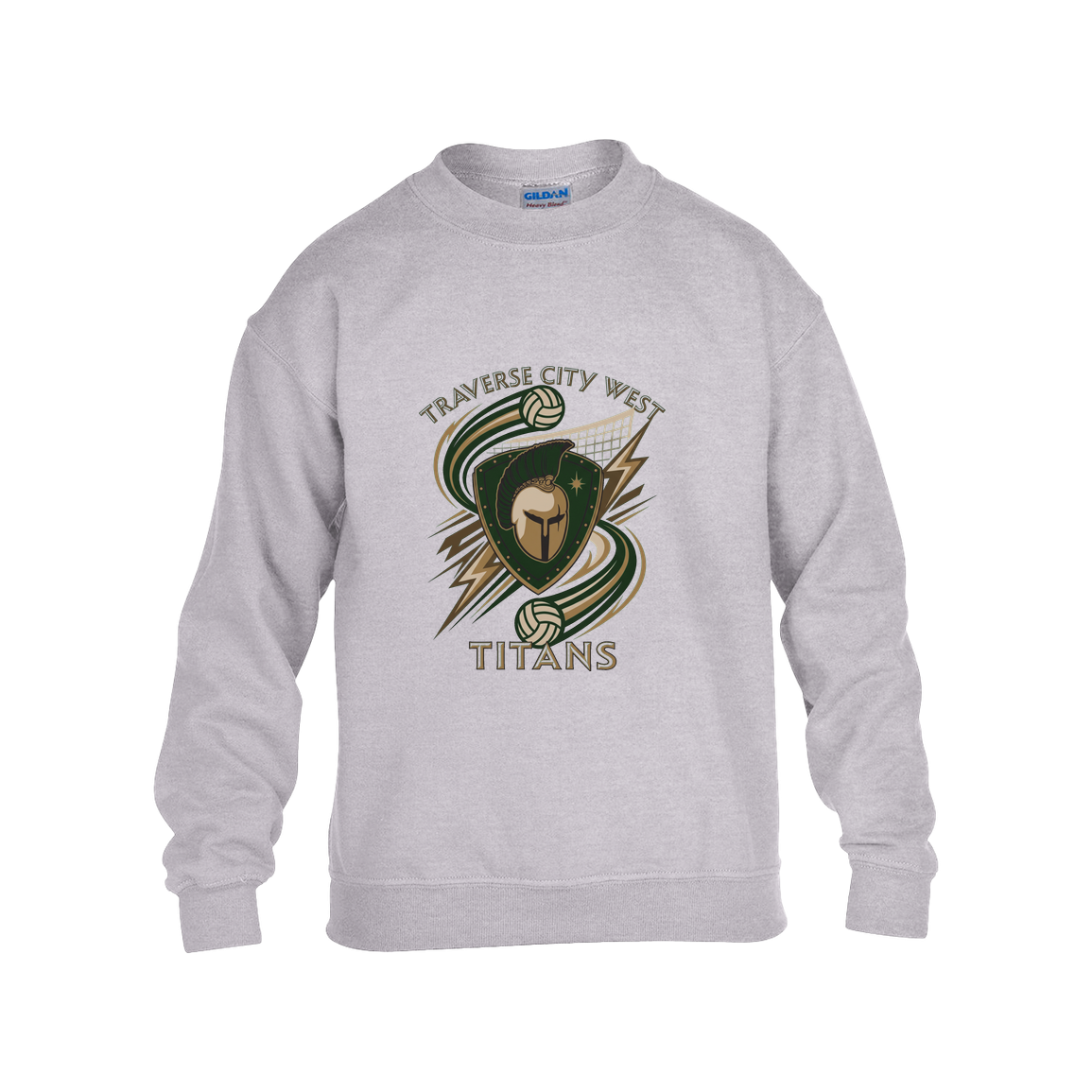 tc-titans-volleyball-rally-gildan-kids-heavy-blend-fleece-crew — Grey — Front — source sha256 7f04b7cec4481f1effeb28da436d6187dbc46476a7d32dc80c5b882b6fcd20e3 — Color position 3