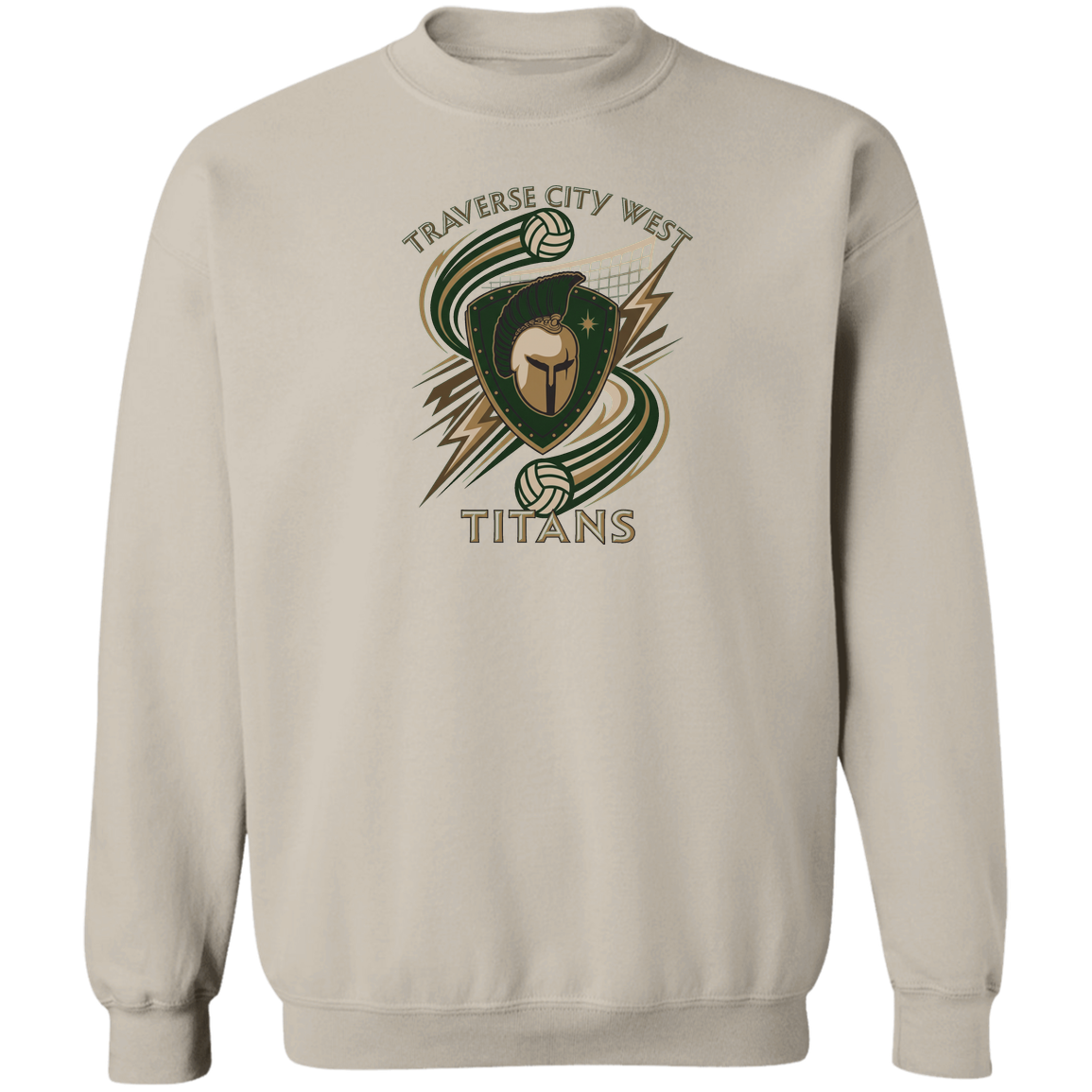 tc-titans-volleyball-rally-gildan-crewneck-pullover-sweatshirt — Sand — Front — source sha256 869622c5e197e95bc7e9dbe7f08753eb7373dc12abf556cf34bbc1685a79de86 — Color position 5