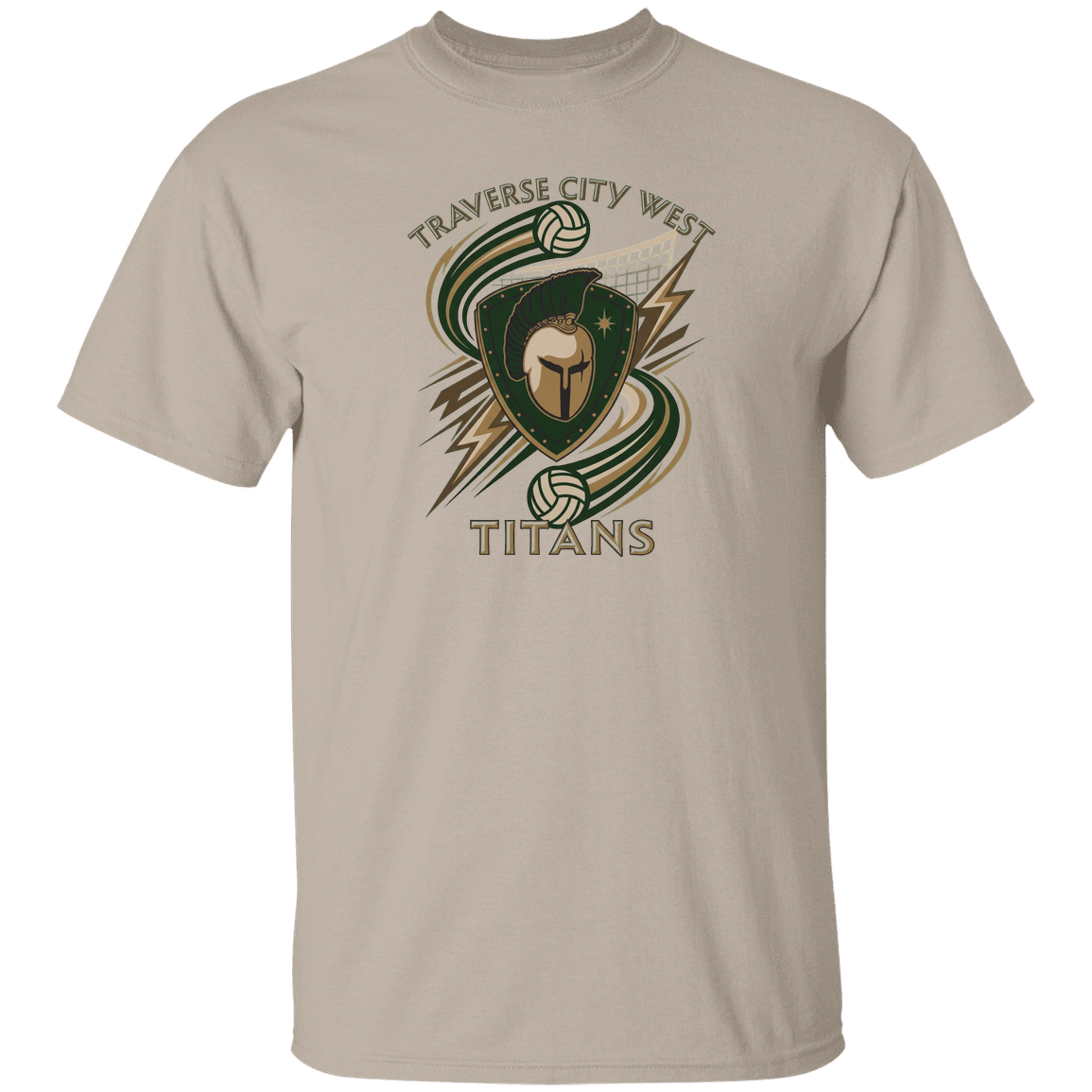 tc-titans-volleyball-rally-gildan-5-3-oz-t-shirt — Sand — Front — source sha256 d6113c05b4fdaa5350df42a04473333beeb08dc94b5903dbb975657bebf34820 — Color position 1