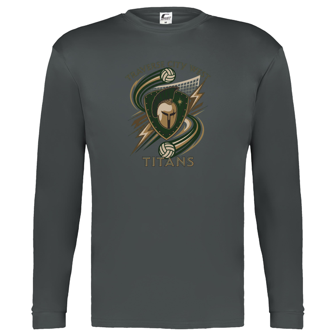 tc-titans-volleyball-rally-c2-kids-performance-long-sleeve-tee — Graphite — Front — source sha256 ef9a8f4ea35eab0355d275a3add1c1b4c40b96f667559db2f8916aa4f2c6dbdb — Color position 2