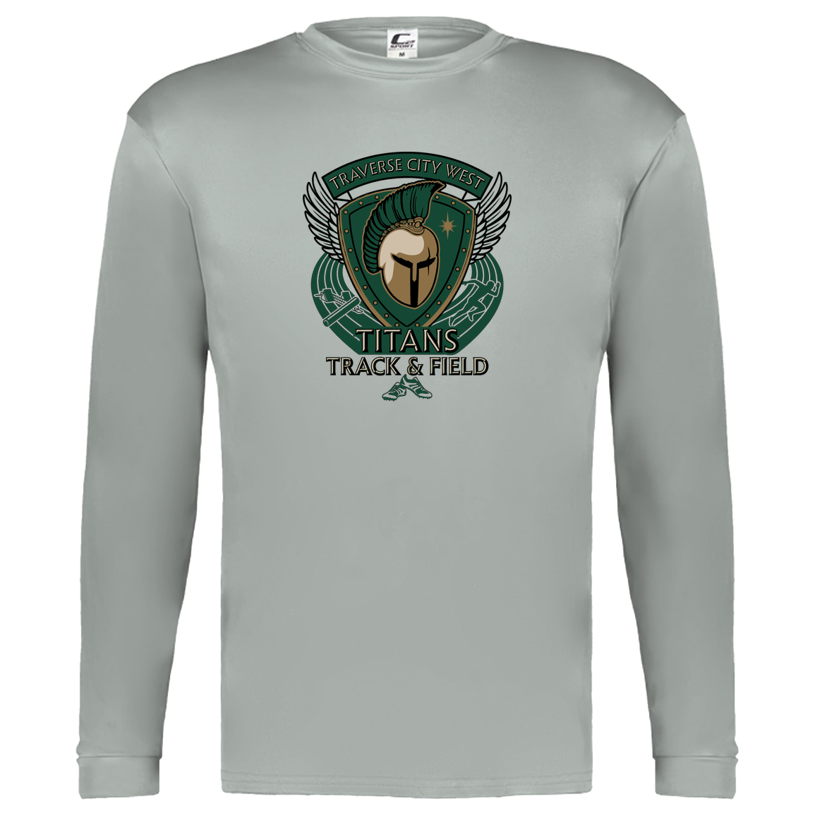 tc-titans-winged-warrior-crest-c2-kids-performance-long-sleeve-tee — Silver — Front — source sha256 100710b9d1d6d02026c3266a855a28345ee8367150e7a4255ff4b373c5ecde30 — Color position 3