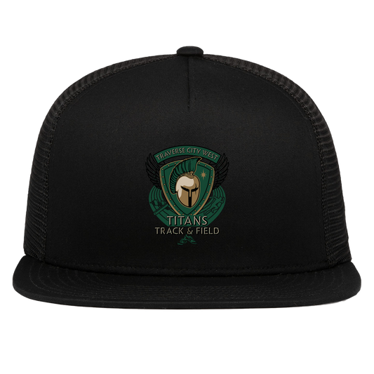 tc-titans-winged-warrior-crest-pacific-headwear-d-series-5-panel-trucker-snapback-cap — Black — Front — source sha256 193e9a2a26b31ad505b20a3703e0543a88c76dd4f703168fb4fe147e1df9261d — Color position 1