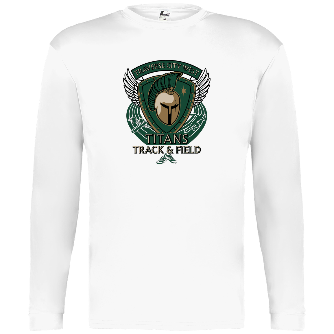 tc-titans-winged-warrior-crest-c2-mens-performance-long-sleeve-tee — White — Front — source sha256 1cf193e057483a38eb3eb4b5cbd18e9393fadbc5e89ec8513d928e5a3b843133 — Color position 4