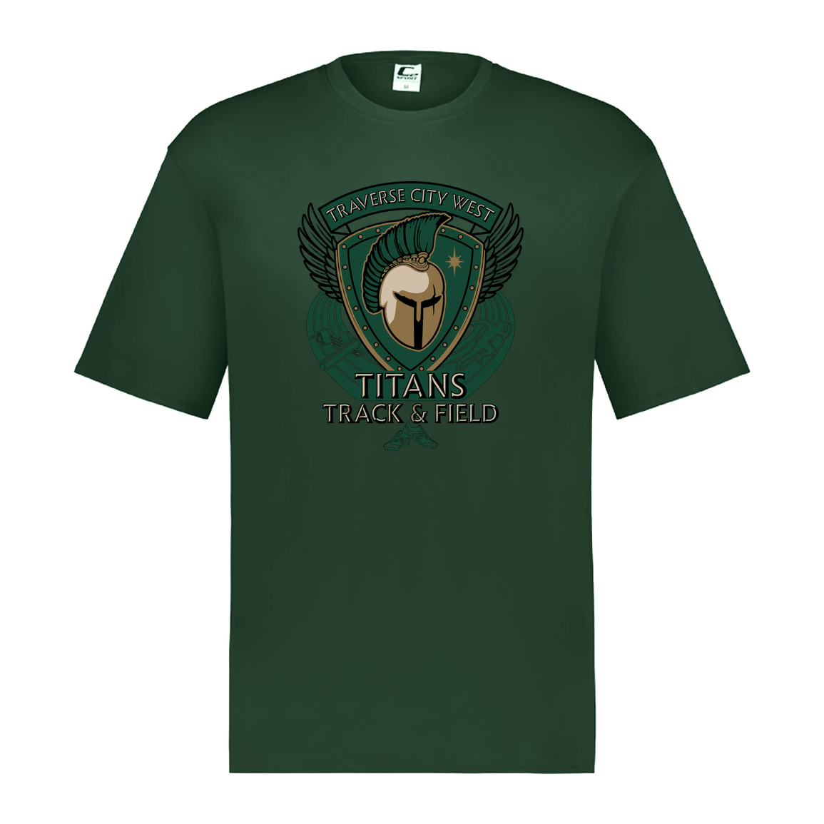 tc-titans-winged-warrior-crest-c2-mens-performance-short-sleeve-tee — Dark Green — Front — source sha256 1d087a2c483baf1c079261fefc9a900dbef534c628ef7f5df99d8ea7745696a3 — Color position 5