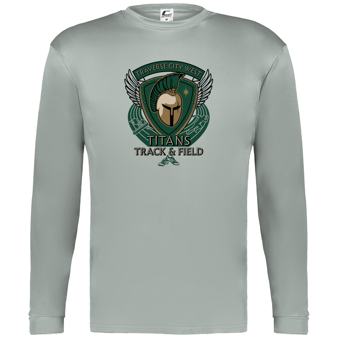 tc-titans-winged-warrior-crest-c2-mens-performance-long-sleeve-tee — Silver — Front — source sha256 21b73464cbd00b231a6b28265ba3c08cbd84c0c4e7b1e1dbd155cd3dd36e60ff — Color position 3