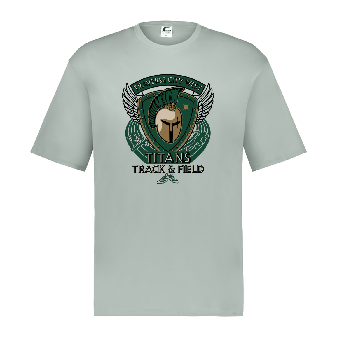tc-titans-winged-warrior-crest-c2-mens-performance-short-sleeve-tee — Silver — Front — source sha256 2b3d7f669df2b78e051a5ce5c6a0f4d5b1324542f880dbf04fa132ec35a55e56 — Color position 3