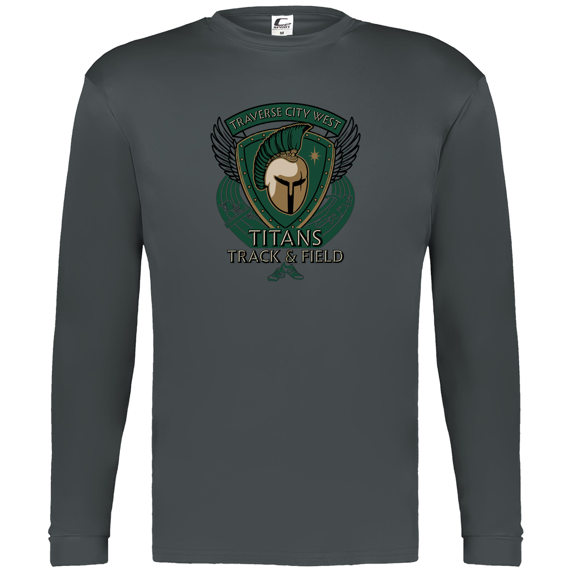 tc-titans-winged-warrior-crest-c2-mens-performance-long-sleeve-tee — Graphite — Front — source sha256 32c723de6d3927eb253b675c781e549f496ded044bd72c00f42028970530b153 — Color position 2