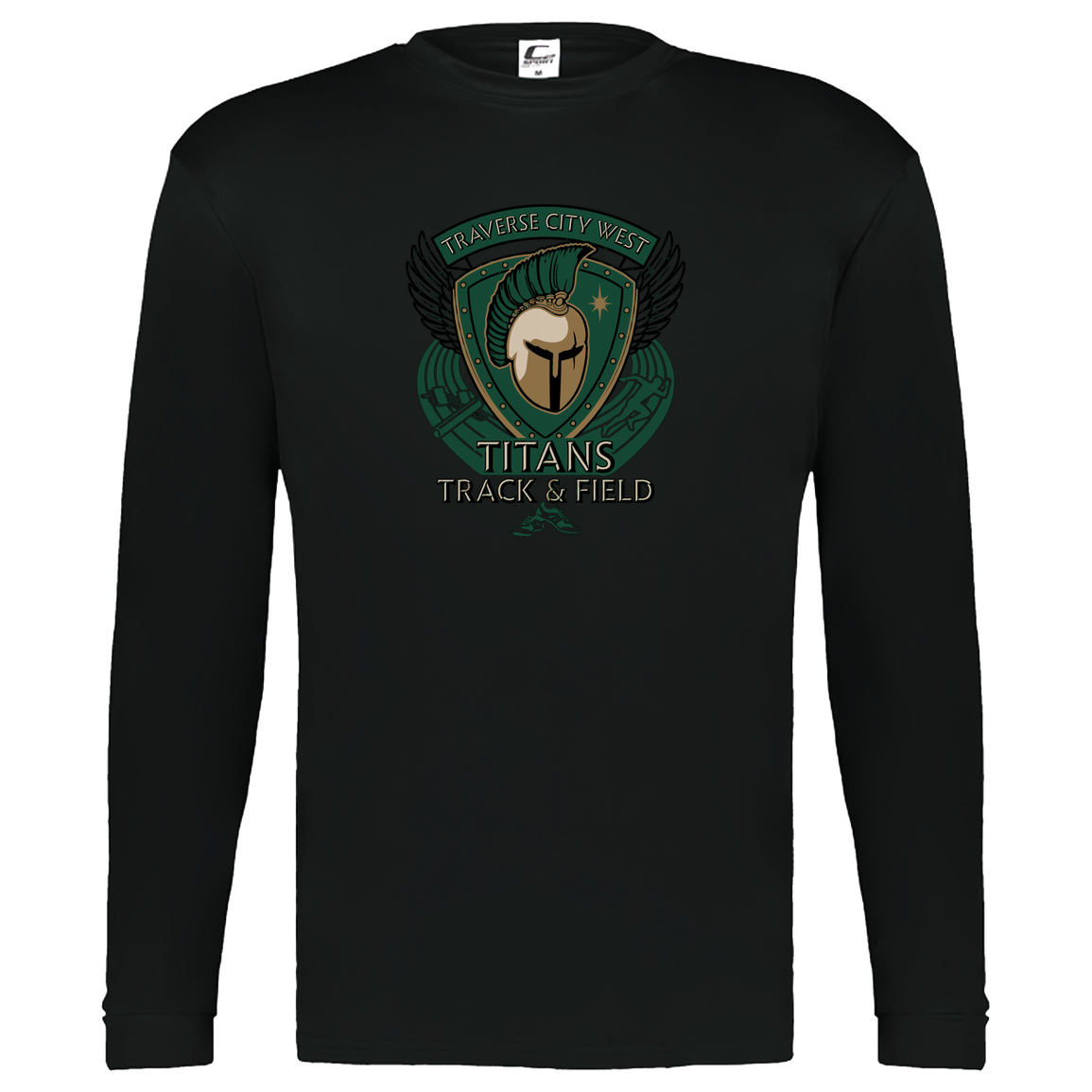 tc-titans-winged-warrior-crest-c2-kids-performance-long-sleeve-tee — Black — Front — source sha256 6500d1574bad841b2486a302ead317be33a56da46e1deeedcde2613c80eff274 — Color position 1