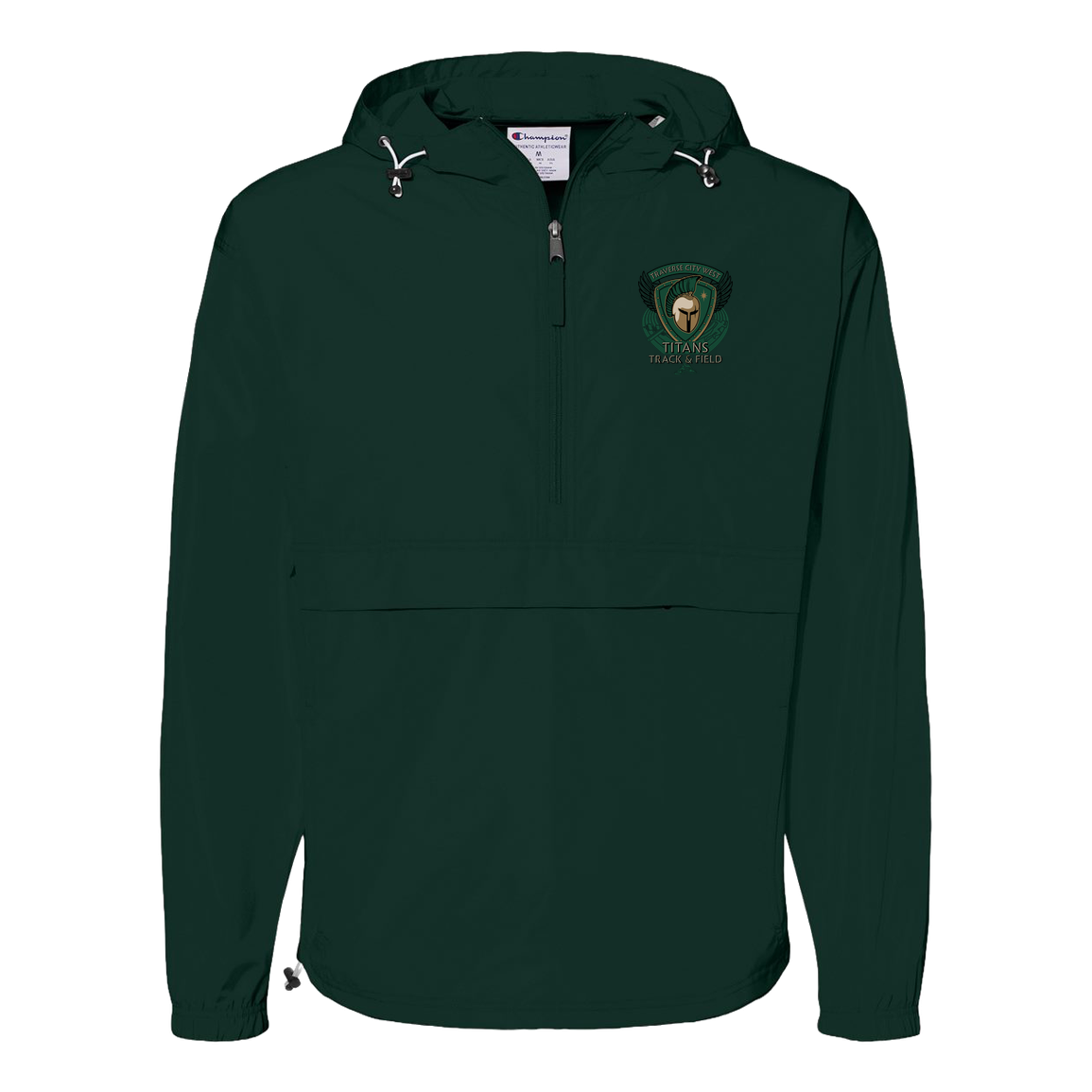 tc-titans-winged-warrior-crest-champion-unisex-packable-anorak-jacket — Dark Green — Front — source sha256 7acd8e409b6a19b9cf05ff73276eea0266ecf216e8d54eb320d904a79bc2b1f7 — Color position 3