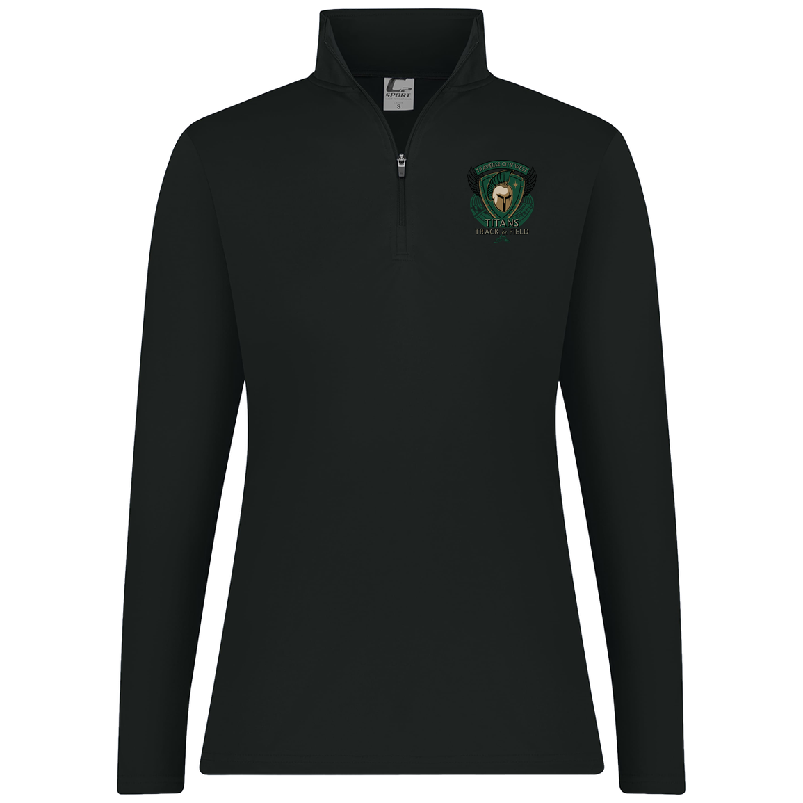 tc-titans-winged-warrior-crest-c2-womens-1-4-zip-pullover — Black — Front — source sha256 7d5ee47b3ab97d7c33094111508fa6ab61c0e46a6f2b03522143cf988cd6a234 — Color position 1