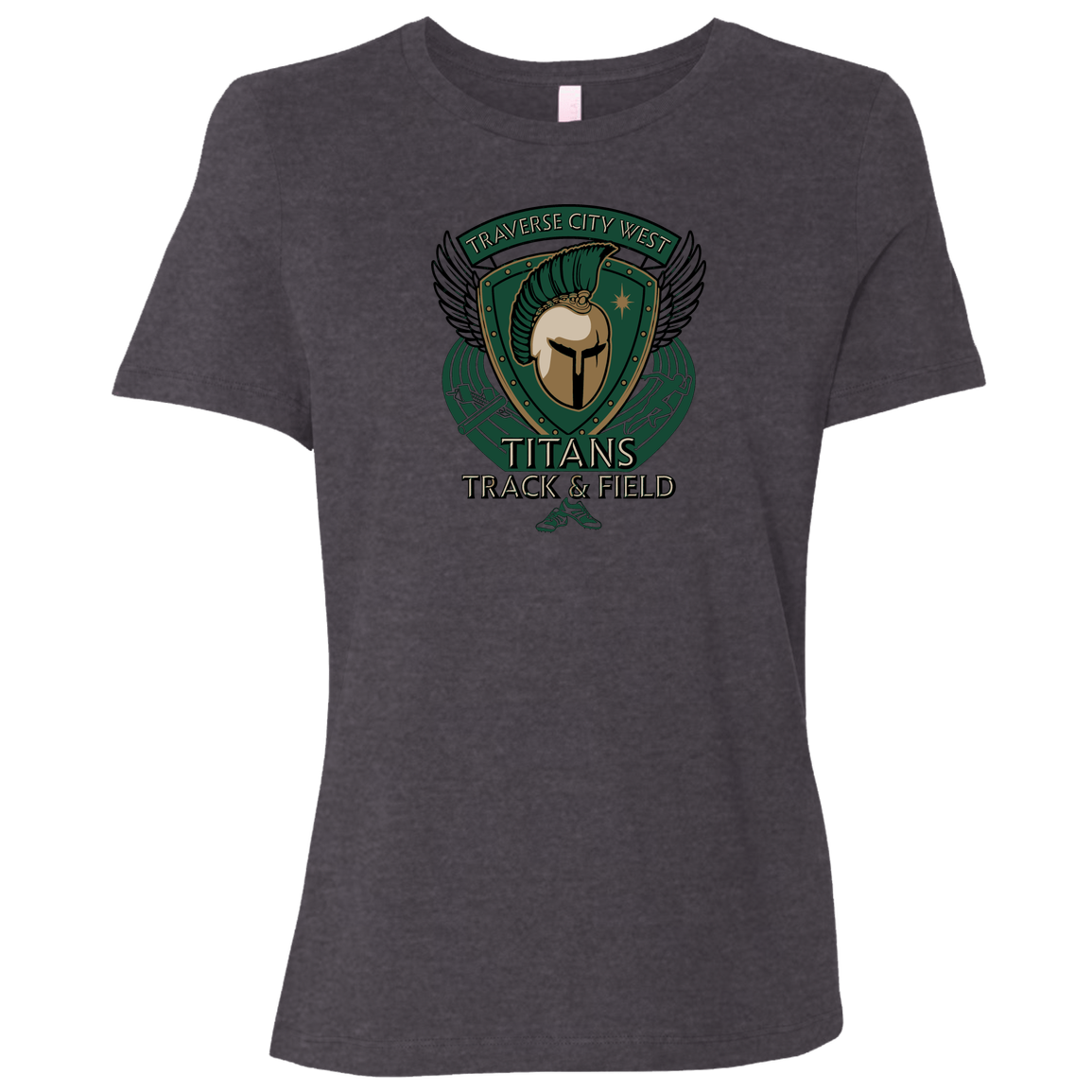tc-titans-winged-warrior-crest-bella-canvas-ladies-relaxed-jersey-short-sleeve-t-shirt — Dark Grey Heather — Front — source sha256 7ec5f27832b374929b81ea0c3ad054db4527d36c098a5f33ae3281884b5c9238 — Color position 6