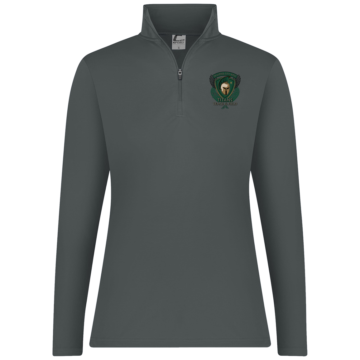 tc-titans-winged-warrior-crest-c2-womens-1-4-zip-pullover — Graphite — Front — source sha256 8d040f3fd999cfec465f62ab4bf86965ef42b71e9baabcf4d0744a246ca9032b — Color position 4