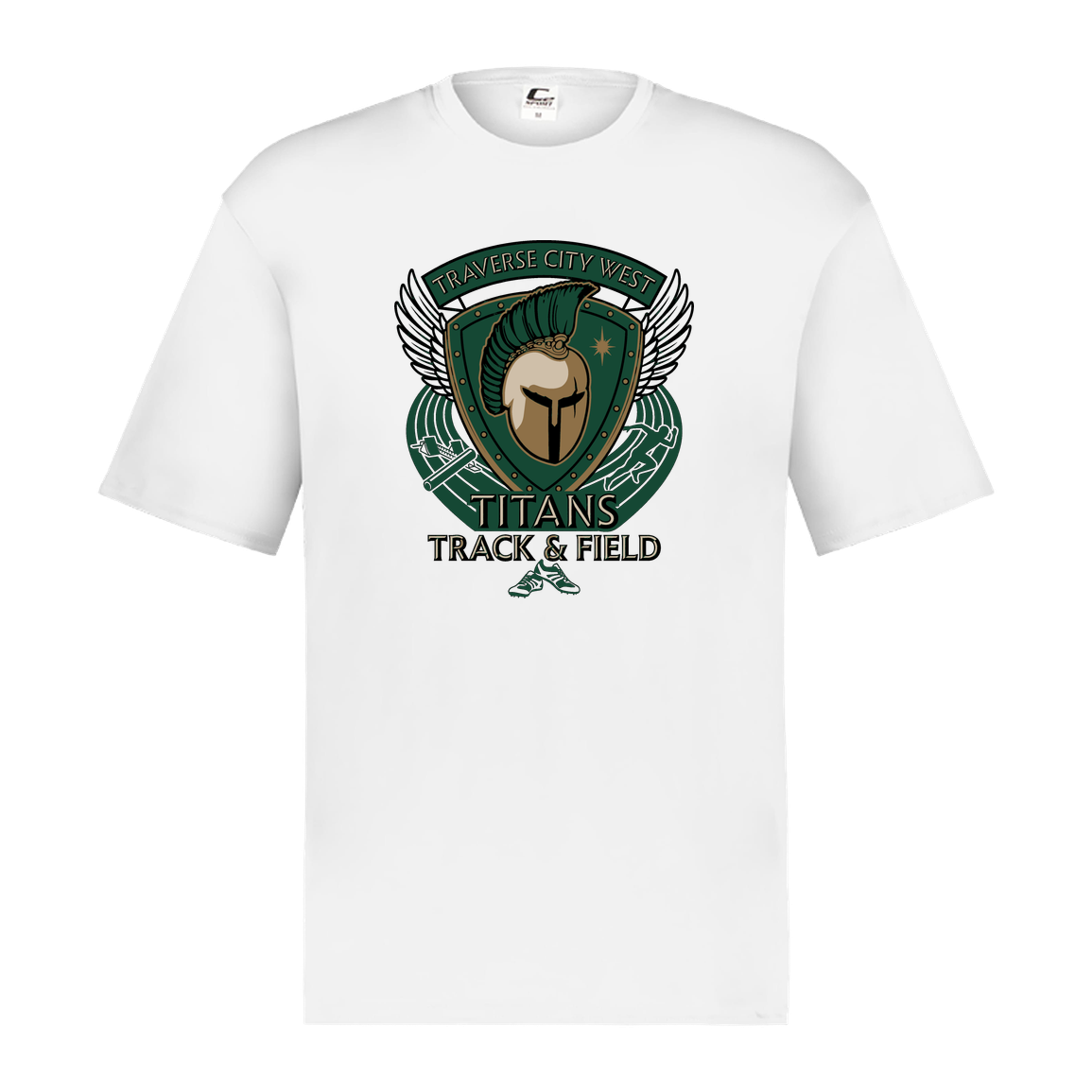 tc-titans-winged-warrior-crest-c2-mens-performance-short-sleeve-tee — White — Front — source sha256 8fd97c5e45e05b2a3e68084deaf28602949664995bfa1764621f55d22c40cd53 — Color position 4