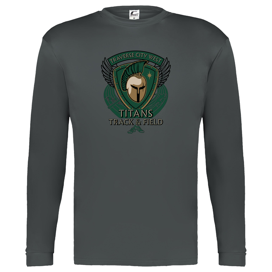 tc-titans-winged-warrior-crest-c2-kids-performance-long-sleeve-tee — Graphite — Front — source sha256 d30d34844c82e8ef3c833abcc6c00334350085fa7bd499ef55154060843b1d6d — Color position 2