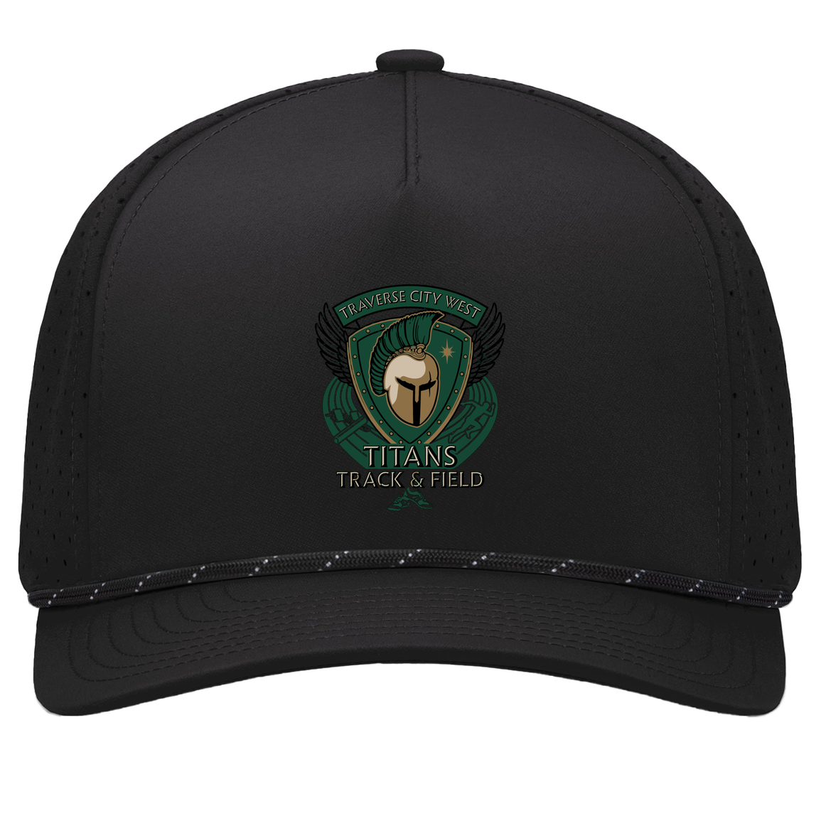 tc-titans-winged-warrior-crest-pacific-headwear-weekender-perforated-snapback-cap — Black/Black — Front — source sha256 d95e6e3d537b7a5fc8f0307041137399aeb04bccb5f25de4c520e8db0c9218ae — Color position 1