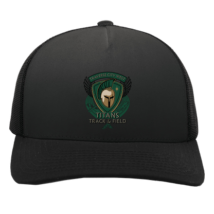 tc-titans-winged-warrior-crest-pacific-headwear-5-panel-trucker-snapback-cap — Black/Black — Front — source sha256 e14450c96b5e63d98d3784388a318435aa4dfd7741742987bd019054d07d95da — Color position 3
