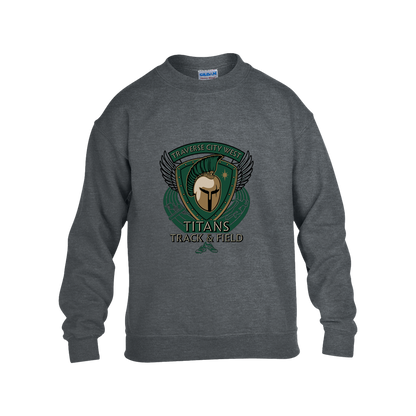 tc-titans-winged-warrior-crest-gildan-kids-heavy-blend-fleece-crew — Dark Heather — Front — source sha256 e9ce55fb7257fc1167e237214091367f085ca49edf36d4b9a10bc1498af32f60 — Color position 2