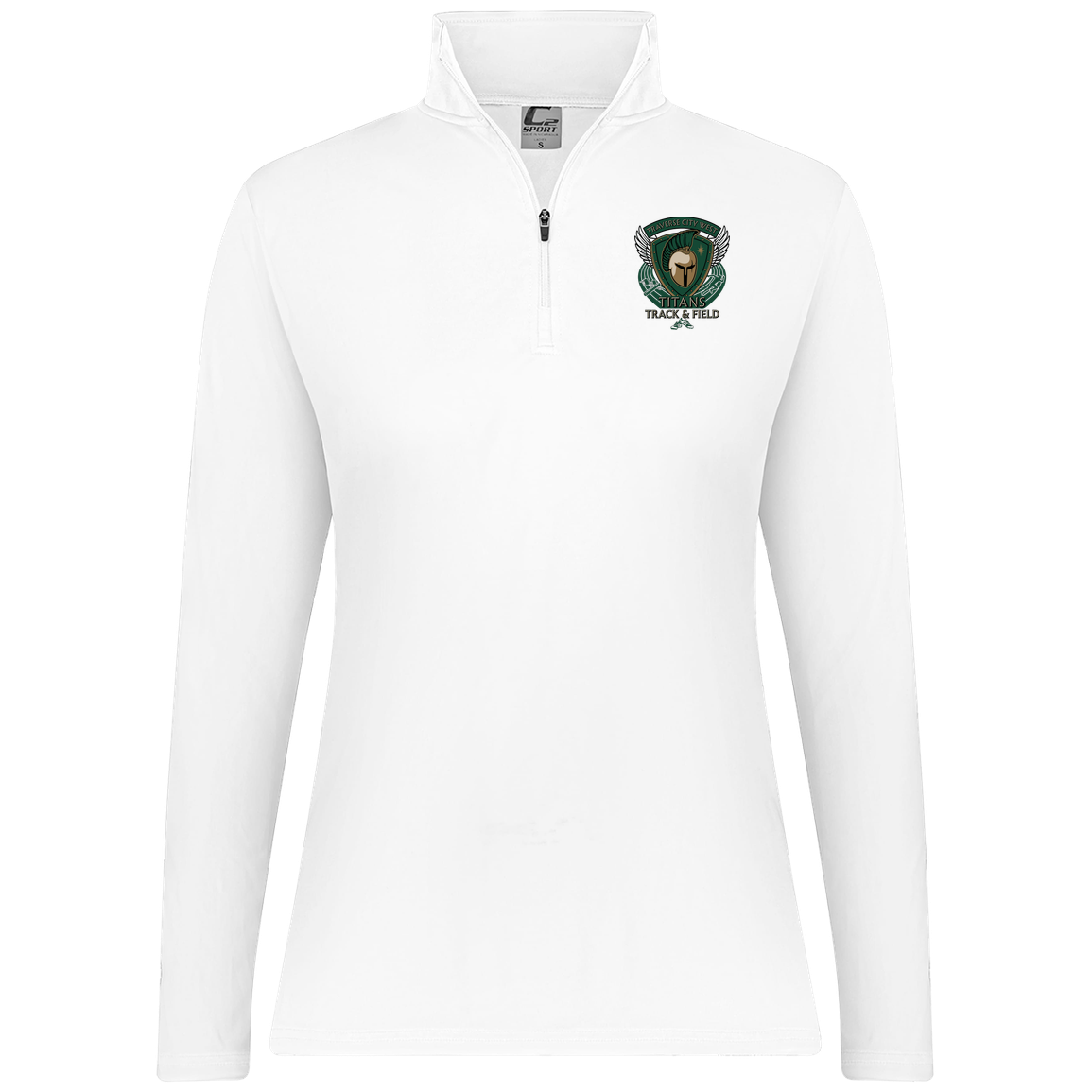 tc-titans-winged-warrior-crest-c2-womens-1-4-zip-pullover — White — Front — source sha256 f01c6afeb05499fb3fc482da47783096b42c2d0c4bf6c0c00e14c06c241667ad — Color position 3