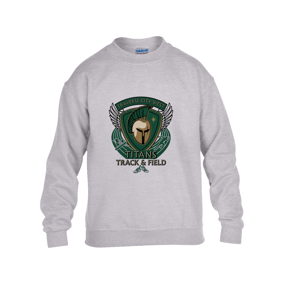 tc-titans-winged-warrior-crest-gildan-kids-heavy-blend-fleece-crew — Grey — Front — source sha256 f2bbc85512d4279414ace57ee067c4977ebe4fb92abf757c20ece456271e6ef8 — Color position 3