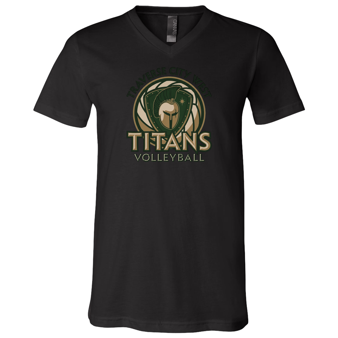 tc-titans-volleyball-bold-mascot-bella-canvas-unisex-jersey-ss-v-neck-t-shirt — Black — Front — restored 2026-09-05 — source sha256 c18c52ee1e453e08f2964581ce1ccf403308c569a15bdcaa32041e9877a8ecdb