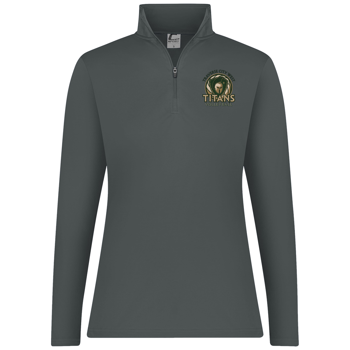 tc-titans-volleyball-bold-mascot-c2-womens-1-4-zip-pullover — Graphite — Front — restored 2026-09-05 — source sha256 d3d6699631e64c8f921ac0b17d48b4f362482b1484bebcbbddb9c1a60144042f